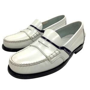 Prada Leather Coin Loafer Men's 6.1 2 25.5cm (10.04in) Equivalent White Shoes